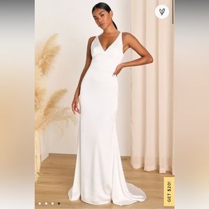 White, Satin Lulus Wedding Dress